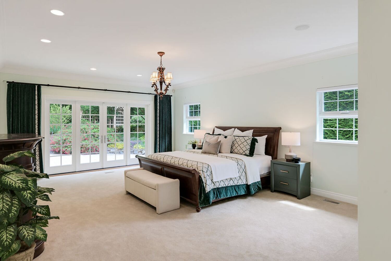 Primary bedroom suite with fireplace